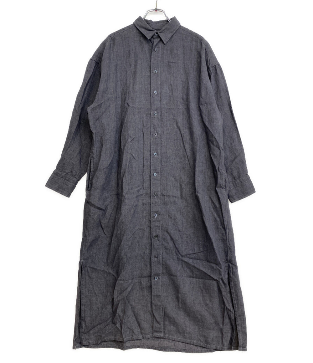 FINAMORE NAPOLI グレー 長袖シャツワンピース 30299-1 レディース SIZE 40 フィナモレ