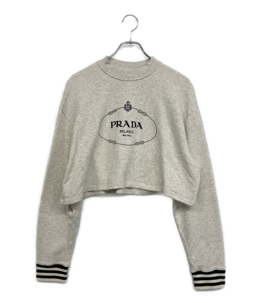 な*ち様 PRADA ロゴプリント グレー トレーナー 中古・古着通販】PRADA (プラダ) ロゴスウェット グレー サイズ:L