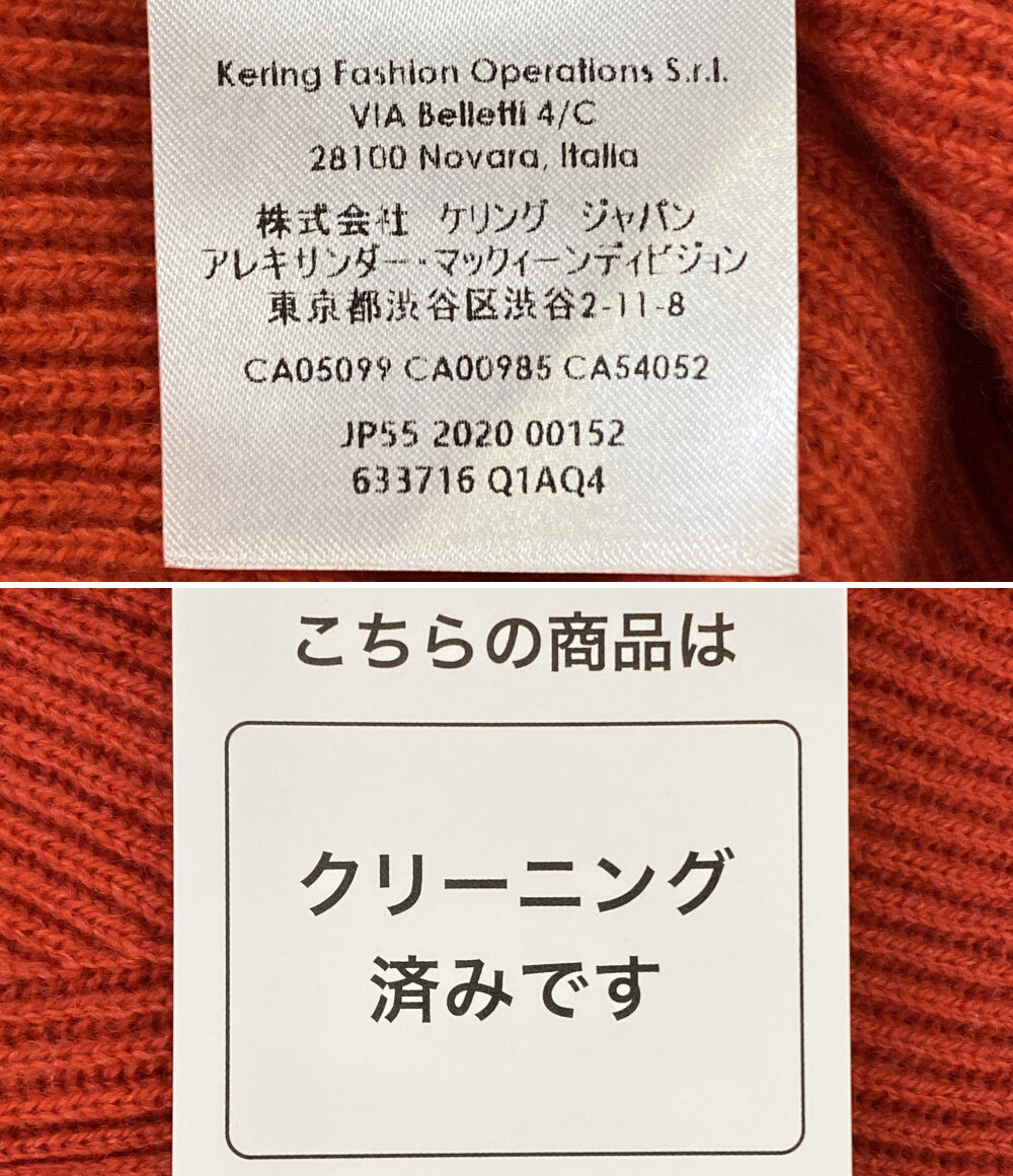 Alexander Mcqueen ワンピース レッド ニット素材 ビジュー 2020 633716 レディース SIZE M アレキサンダーマックイーン