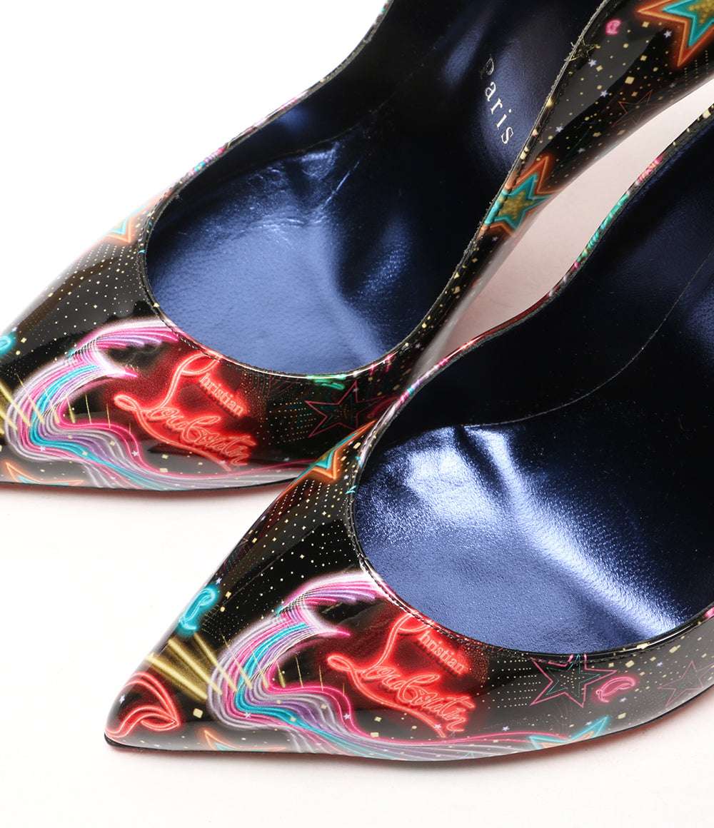 美品 Christian Louboutin パンプス ブラック マルチカラ- HOT CHICK 1230279 T912 レディース SIZE 37 クリスチャンルブタン