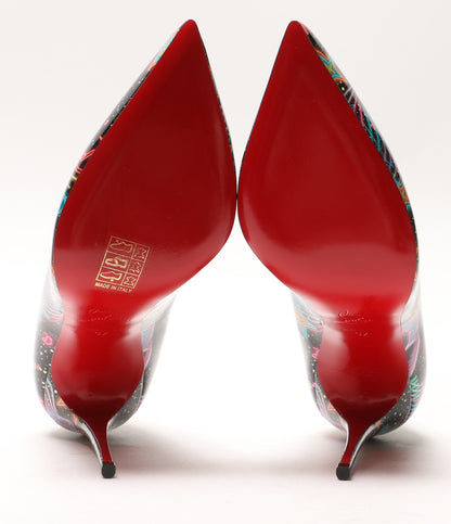 美品 Christian Louboutin パンプス ブラック マルチカラ- HOT CHICK 1230279 T912 レディース SIZE 37 クリスチャンルブタン