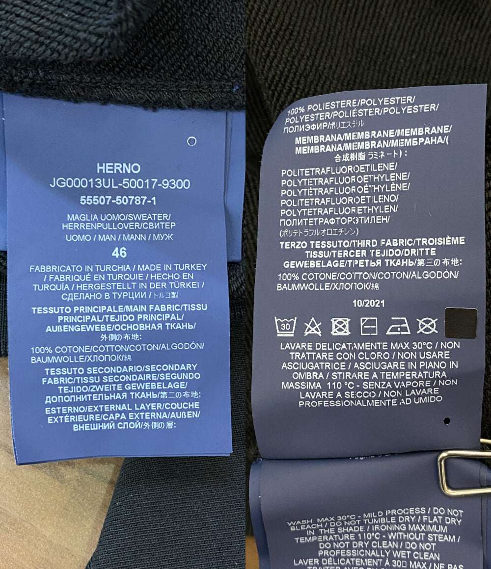 HERNO ハーフジップパーカー ブラック メンズ SIZE 46 ヘルノ