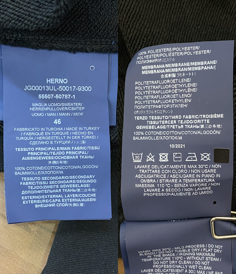 HERNO ハーフジップパーカー ブラック メンズ SIZE 46 ヘルノ