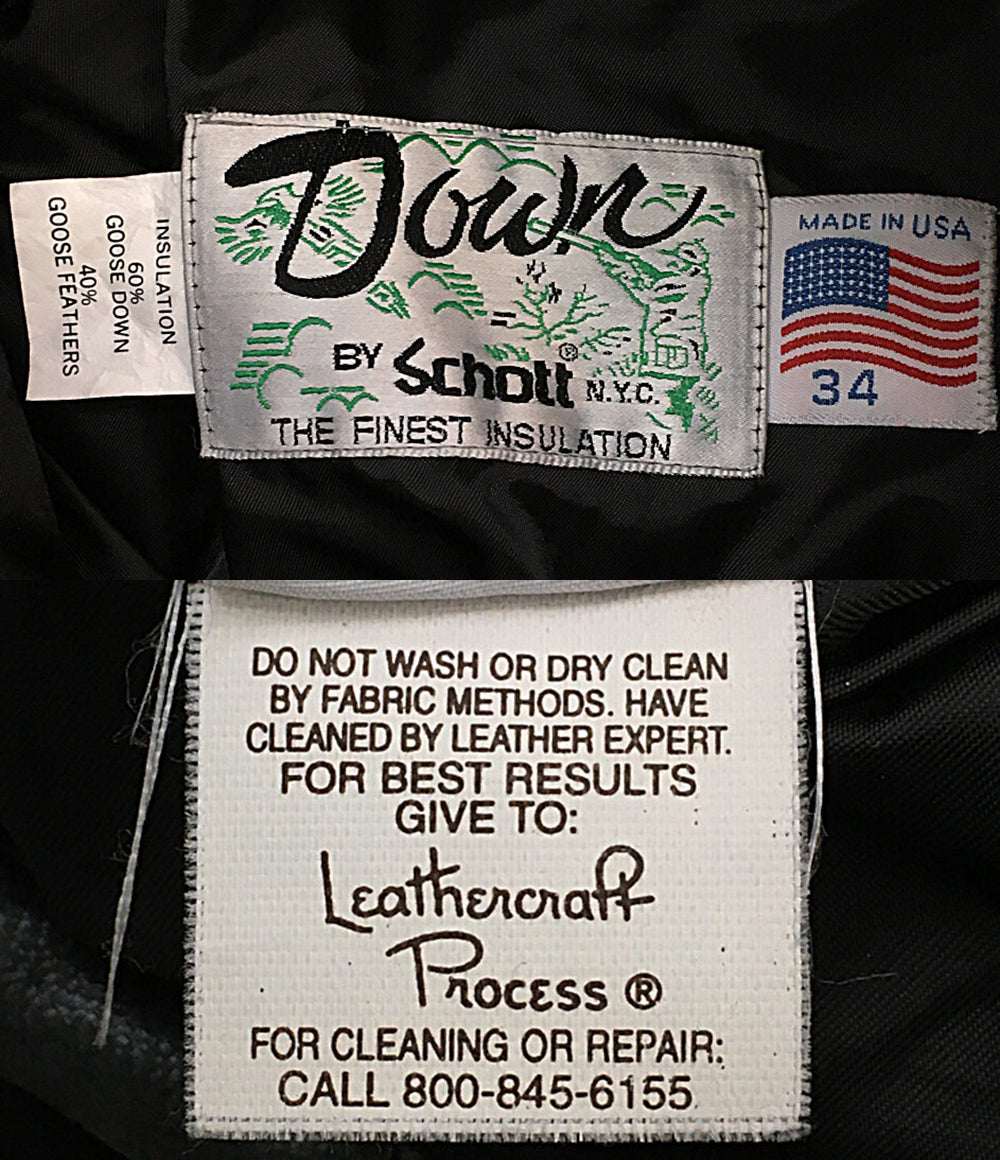 SCHOTT ダウンジャケット レザー USA製 ブラック メンズ SIZE 34 ショット