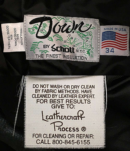 SCHOTT ダウンジャケット レザー USA製 ブラック メンズ SIZE 34 ショット