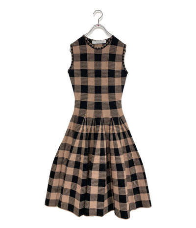 ANAYI ノースリーブワンピース ANTONINO VALENTI ピンク×ブラック チェック レディース SIZE 38 アナイ