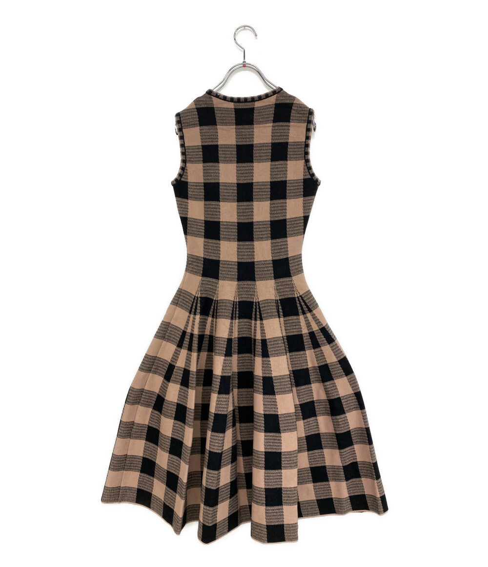 ANAYI ノースリーブワンピース ANTONINO VALENTI ピンク×ブラック チェック レディース SIZE 38 アナイ