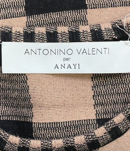 ANAYI ノースリーブワンピース ANTONINO VALENTI ピンク×ブラック チェック レディース SIZE 38 アナイ