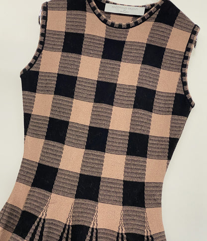 ANAYI ノースリーブワンピース ANTONINO VALENTI ピンク×ブラック チェック レディース SIZE 38 アナイ