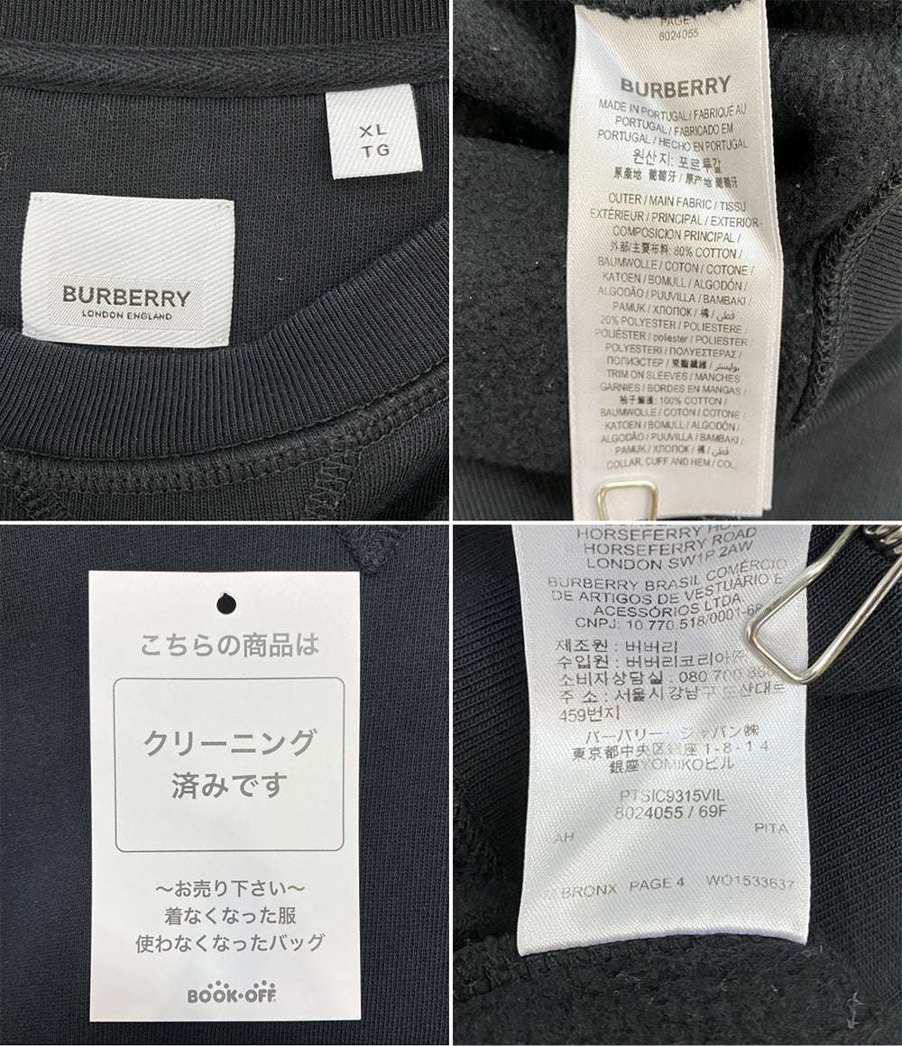 BURBERRY スウェットシャツ ブラック 袖サイドチェック メンズ SIZE XL バーバリー