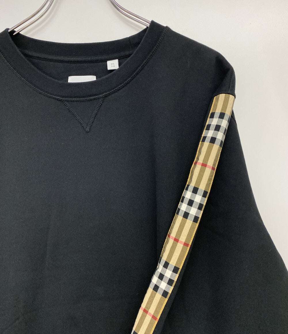 BURBERRY スウェットシャツ ブラック 袖サイドチェック メンズ SIZE XL バーバリー
