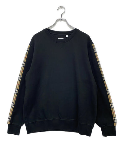 BURBERRY スウェットシャツ ブラック 袖サイドチェック メンズ SIZE XL バーバリー