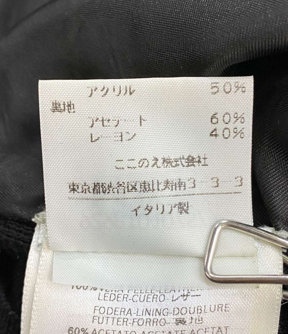 MARTIN MARGIELA ベスト ブラック レザー ウール 929PT0107579 レディース SIZE 38 マルタンマルジェラ