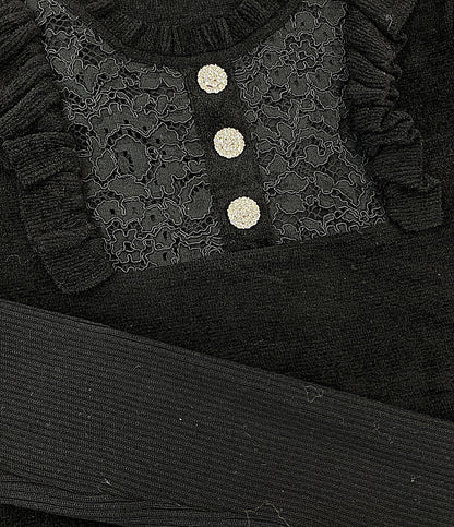 Rene ルネ 長袖ワンピース ブラック ビジュー パイル 6242300 レディース SIZE 34