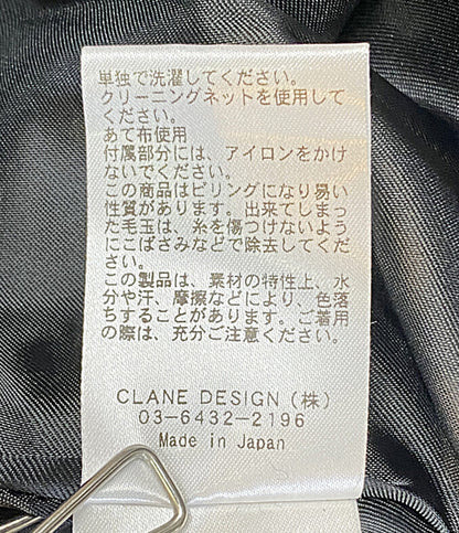 CLANE ノーカラーフレアコート ブラック 15101-0032 レディース SIZE 2 クラネ