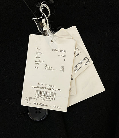 CLANE ノーカラーフレアコート ブラック 15101-0032 レディース SIZE 2 クラネ