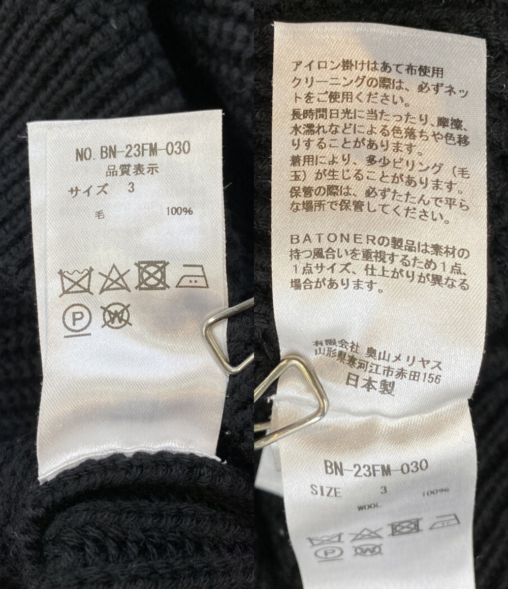 BATONER バトナー クルーネックニット ブラック メンズ SIZE 3