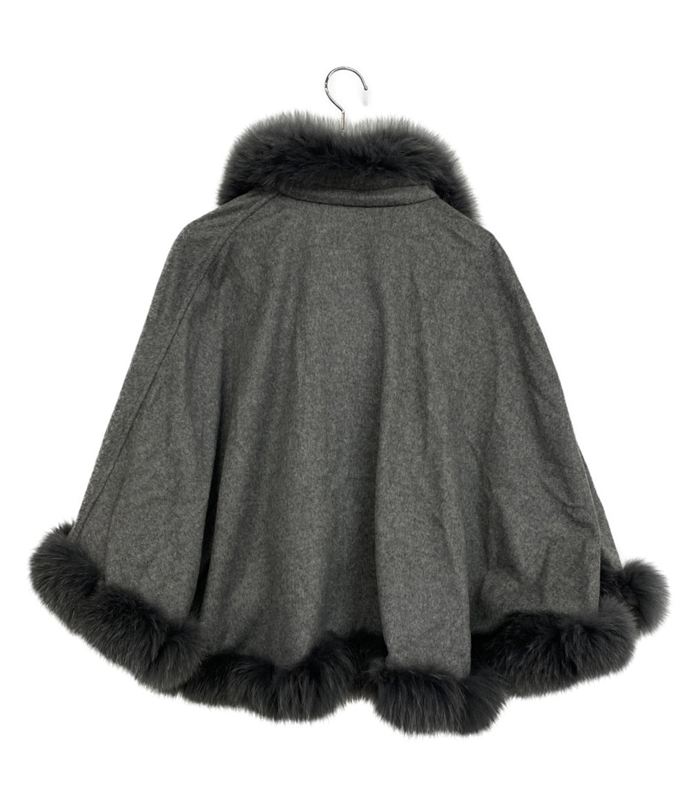 美品 SAGA FURS サガファーズ ポンチョ グレー系 J-6337 レディース SIZE M-L