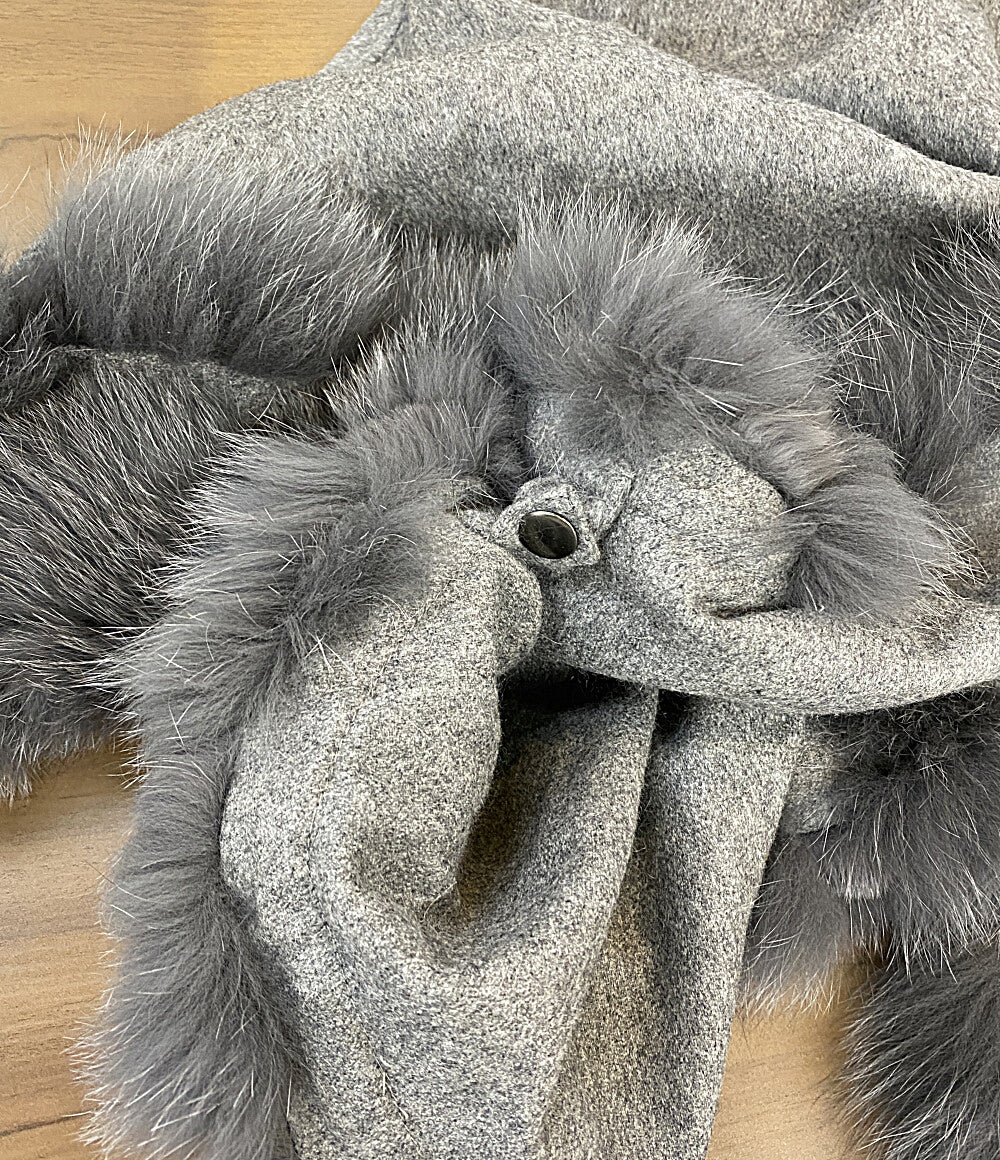 美品 SAGA FURS サガファーズ ポンチョ グレー系 J-6337 レディース SIZE M-L