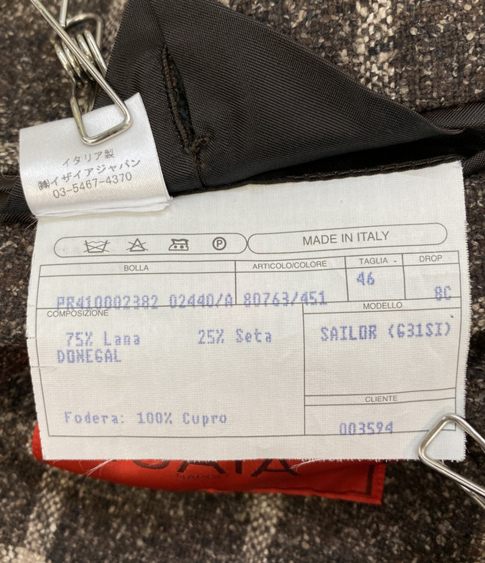 ISAIA イザイア テーラードジャケット ブラウンチェック メンズ SIZE 46