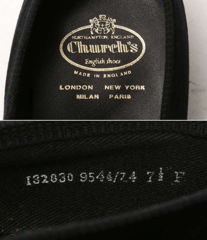 church's パンプス オペラシューズ ベロア 王冠金刺繍 ブラック レディース SIZE 7.5 チャーチ