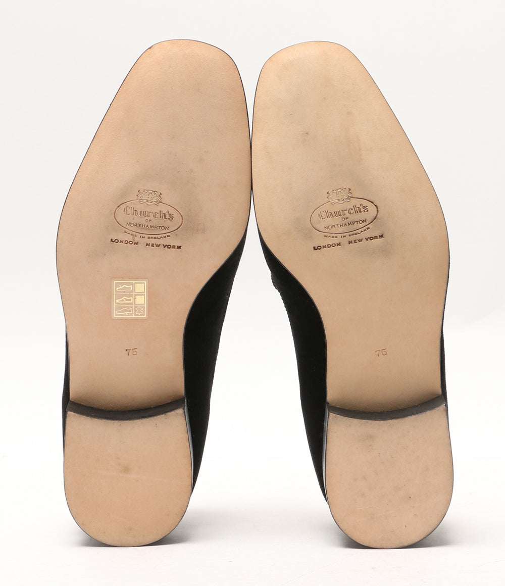 church's パンプス オペラシューズ ベロア 王冠金刺繍 ブラック レディース SIZE 7.5 チャーチ