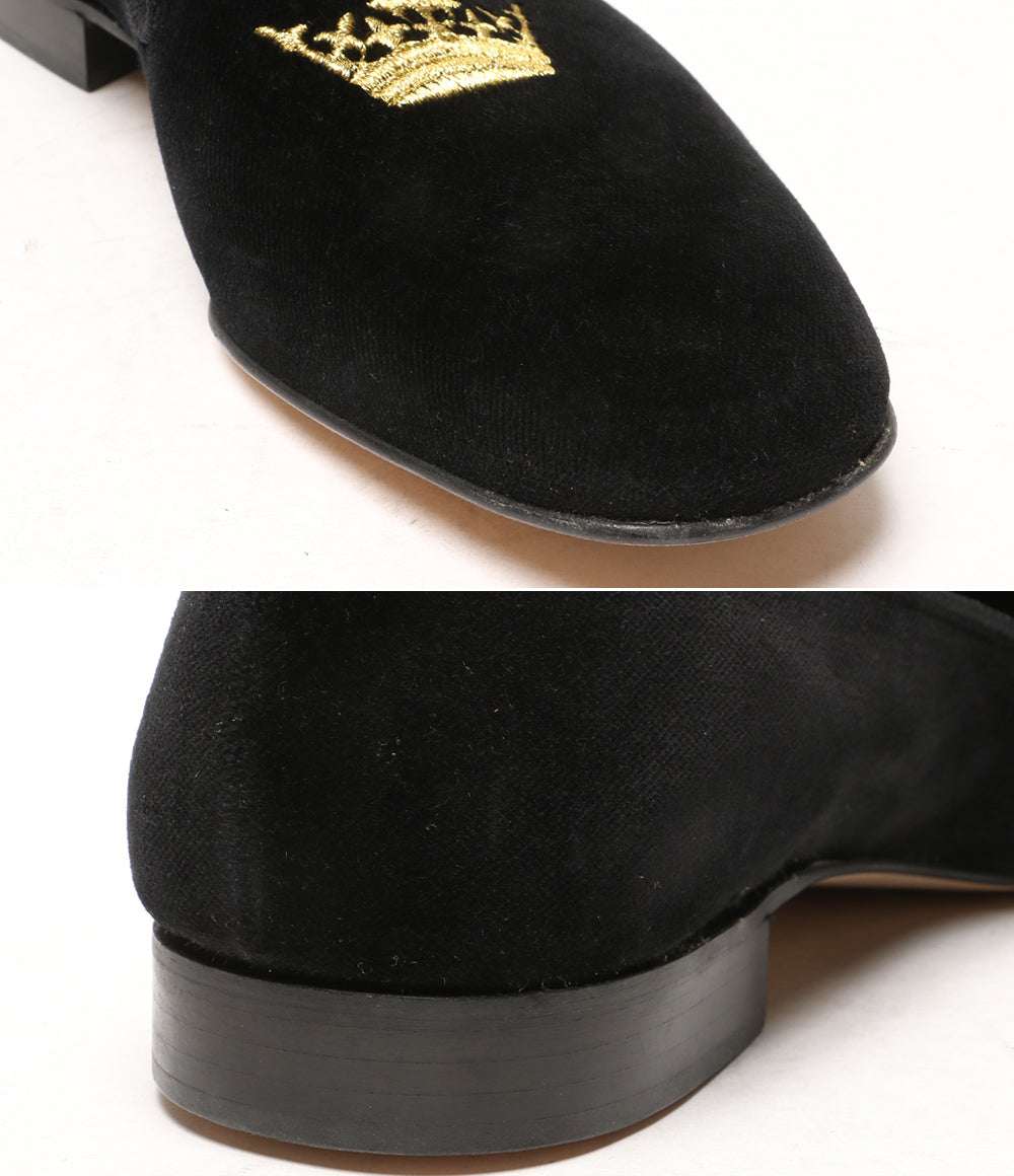 church's パンプス オペラシューズ ベロア 王冠金刺繍 ブラック レディース SIZE 7.5 チャーチ