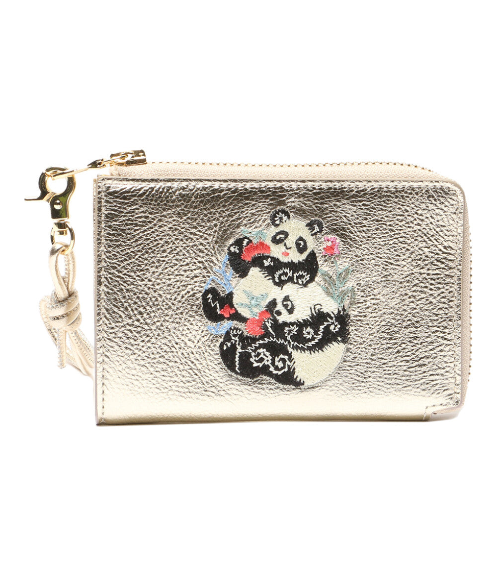 ケイタマルヤマ　パンダ刺繍　ミニ財布 美品 KEITAMARUYAMA×imuramm イムラム 二つ折り財布 パンダ刺繍ミニ