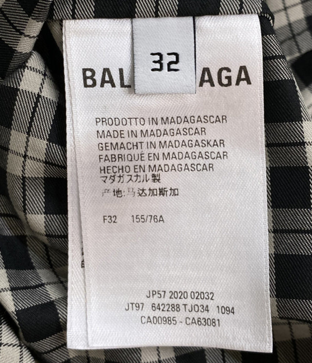 BALENCIAGA ボウタイブラウス チェック 642288 レディース SIZE 32