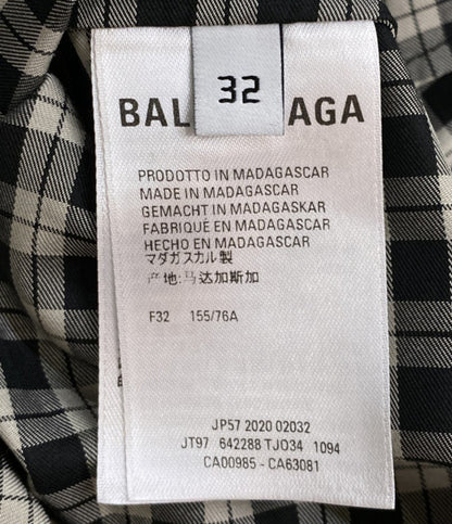 BALENCIAGA ボウタイブラウス チェック 642288 レディース SIZE 32 バレンシアガ
