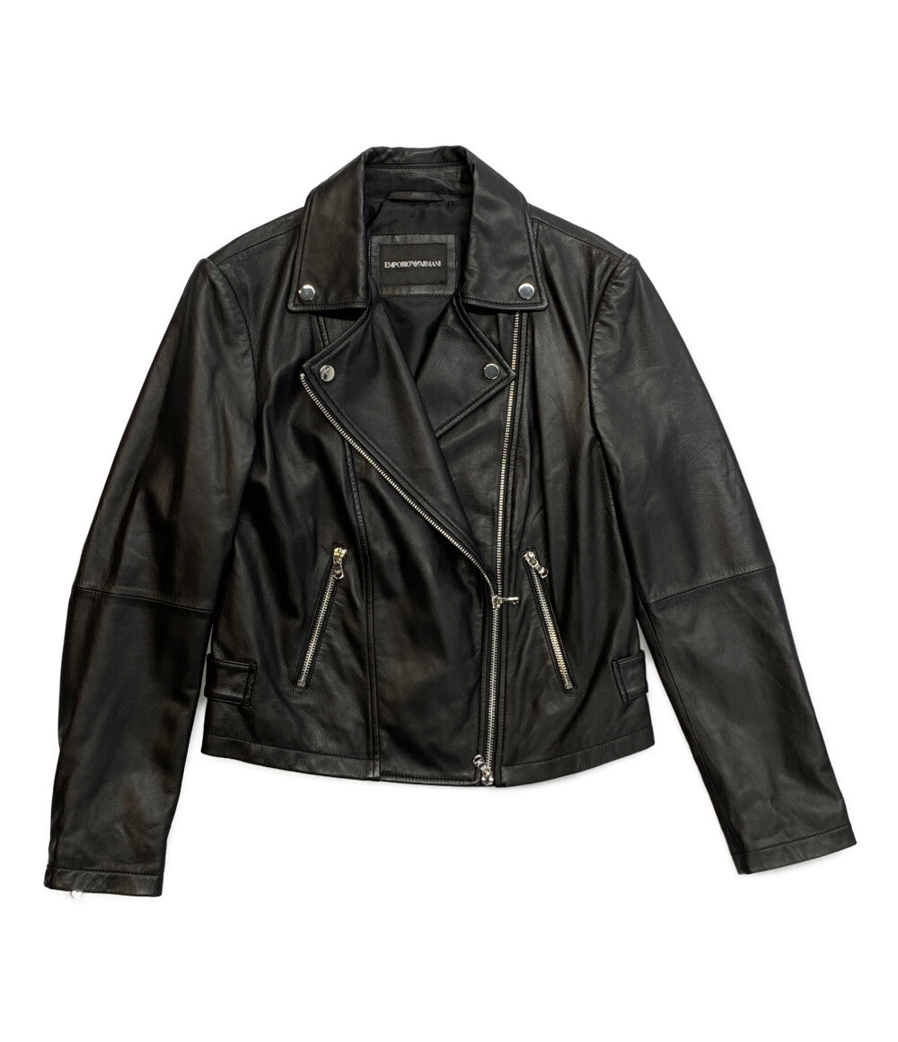 EMPORIO ARMANI バイカージャケット ナッパラムスキン ライダース レディース SIZE 38 エンポリオアルマーニ