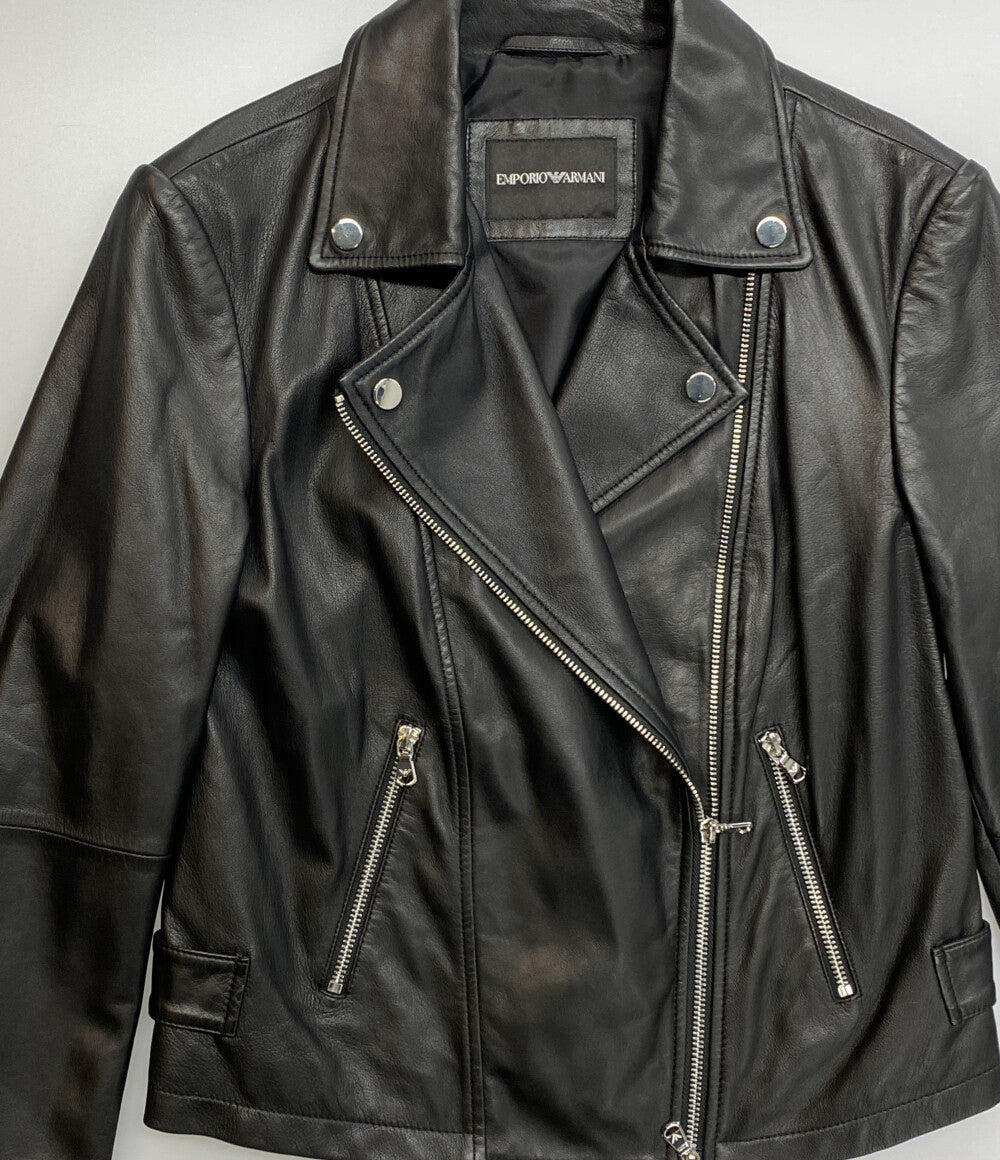 EMPORIO ARMANI バイカージャケット ナッパラムスキン ライダース レディース SIZE 38 エンポリオアルマーニ