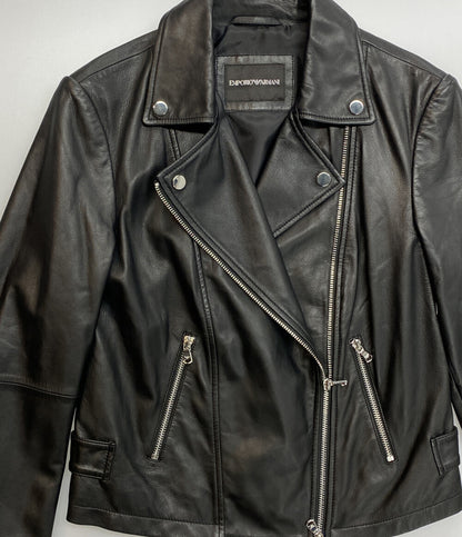 EMPORIO ARMANI バイカージャケット ナッパラムスキン ライダース レディース SIZE 38 エンポリオアルマーニ