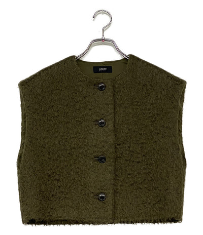 美品 LOEFF ロエフ ベスト モヘヤ カーキ レディース SIZE -