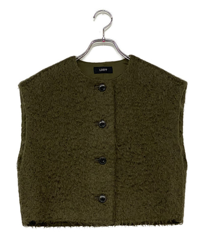 美品 LOEFF ロエフ ベスト モヘヤ カーキ レディース SIZE -