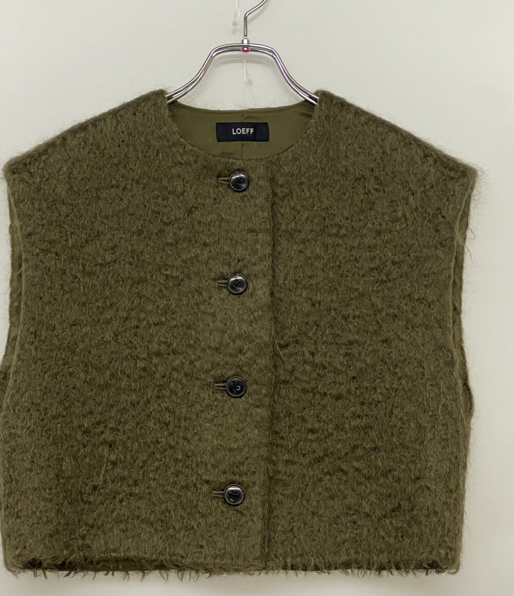 美品 LOEFF ロエフ ベスト モヘヤ カーキ レディース SIZE -