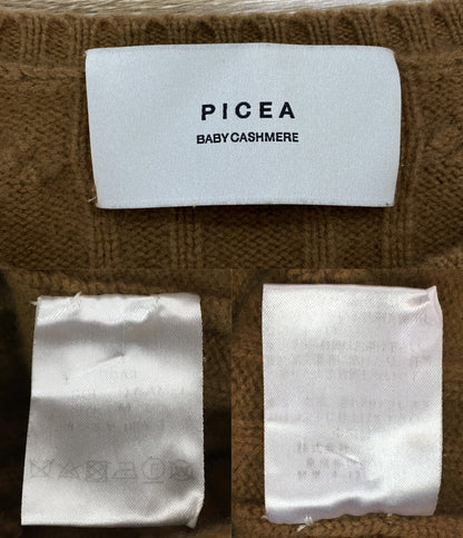 PICEA BABY CASHMERE ピセア ベイビーカシミヤ ケーブルニット ブラウン レディース SIZE M