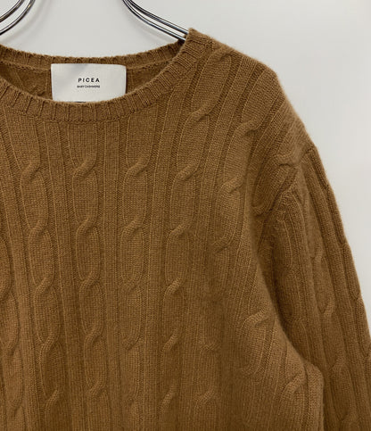 PICEA BABY CASHMERE ピセア ベイビーカシミヤ ケーブルニット ブラウン レディース SIZE M