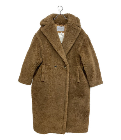 美品 MAX MARA ボアコート テディ キャメル ダブルボタン レディース SIZE M マックスマーラ