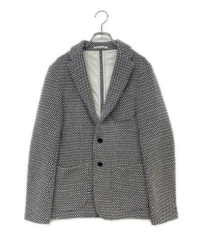 ESTNATION テーラードジャケット 総柄 ホワイト ブラック 61-200-04-021289 メンズ SIZE S エストネーション