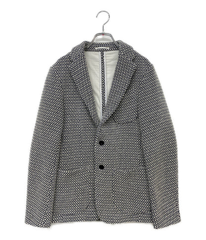 ESTNATION テーラードジャケット 総柄 ホワイト ブラック 61-200-04-021289 メンズ SIZE S エストネーション