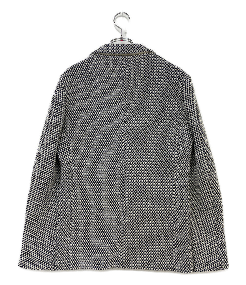 ESTNATION テーラードジャケット 総柄 ホワイト ブラック 61-200-04-021289 メンズ SIZE S エストネーション