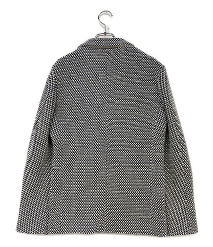 ESTNATION テーラードジャケット 総柄 ホワイト ブラック 61-200-04-021289 メンズ SIZE S エストネーション