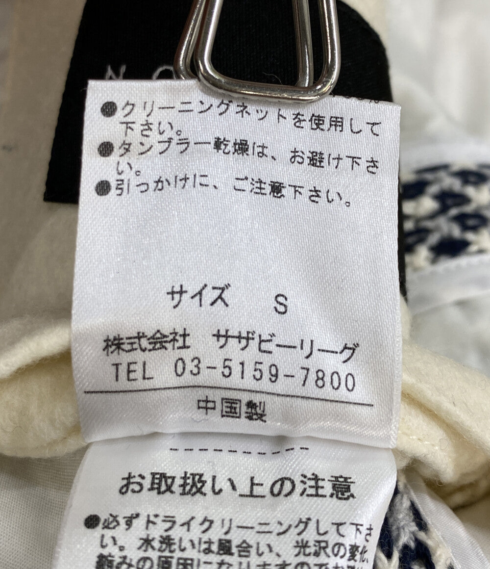 ESTNATION テーラードジャケット 総柄 ホワイト ブラック 61-200-04-021289 メンズ SIZE S エストネーション