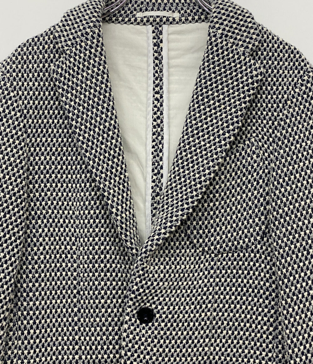 ESTNATION テーラードジャケット 総柄 ホワイト ブラック 61-200-04-021289 メンズ SIZE S エストネーション