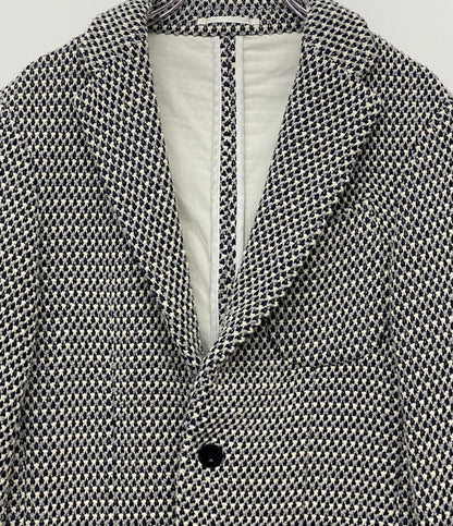 ESTNATION テーラードジャケット 総柄 ホワイト ブラック 61-200-04-021289 メンズ SIZE S エストネーション