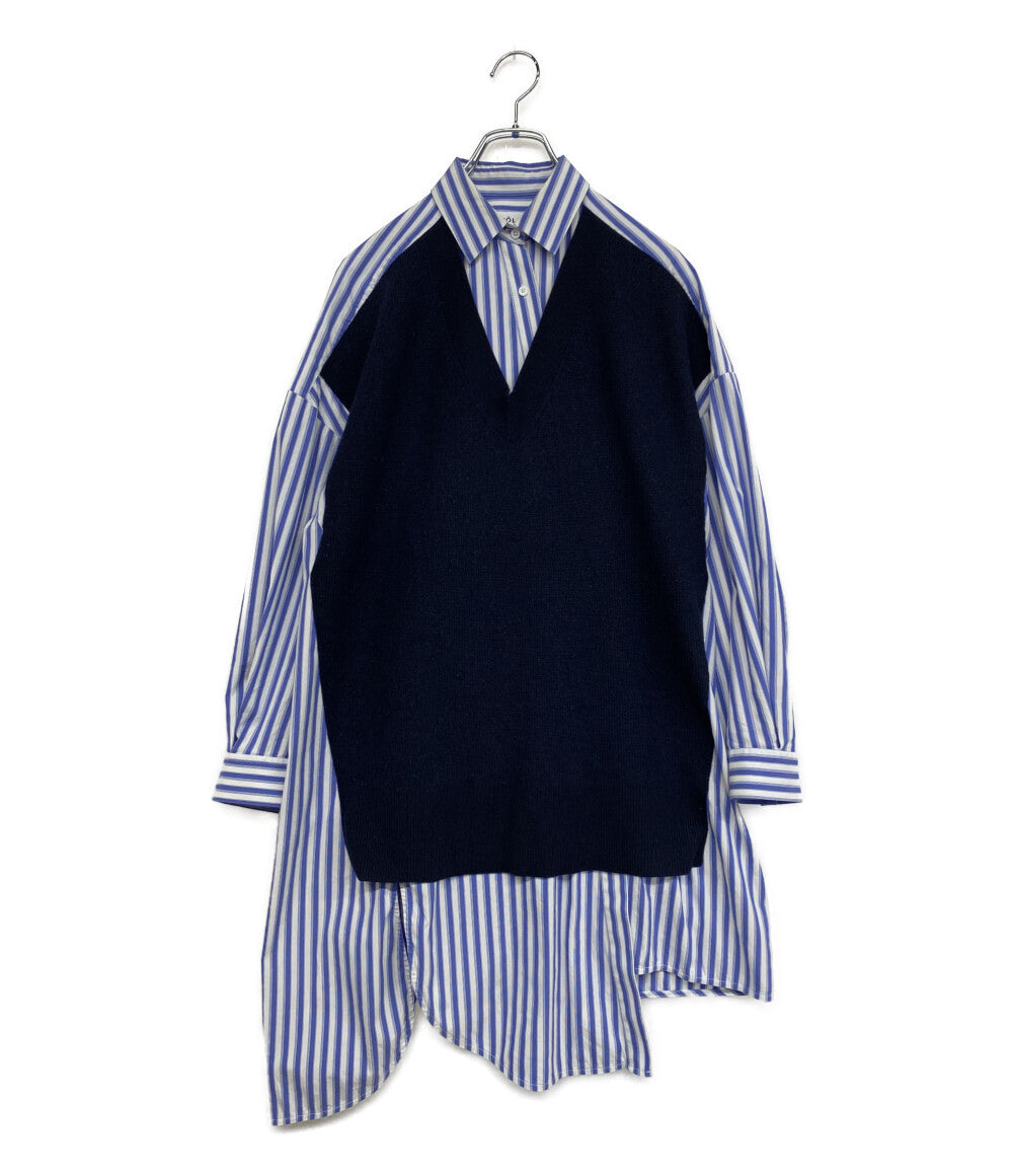 ENFOLD ストライプハイゲージウールシャツコンビニット 300DA370-0940 レディース SIZE 38 エンフォルド