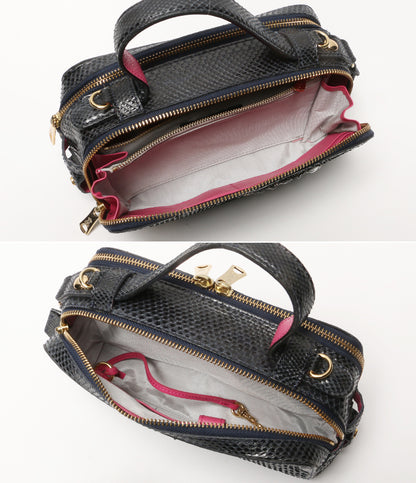 A.D.M.J. ショルダーバッグ ビジュー装飾 鱗風 レディース エーディーエムジェイ