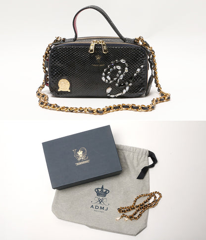 A.D.M.J. ショルダーバッグ ビジュー装飾 鱗風 レディース エーディーエムジェイ
