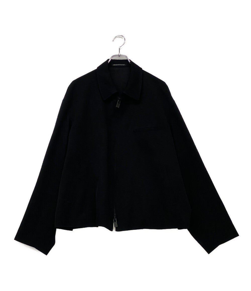 A18579 ヨウジヤマモトプールオム ブロードパネルブルゾン 黒 3 YOHJI YAMAMOTO POUR HOMME 抜染ファスナーブルゾン 24AW メンズ SIZE